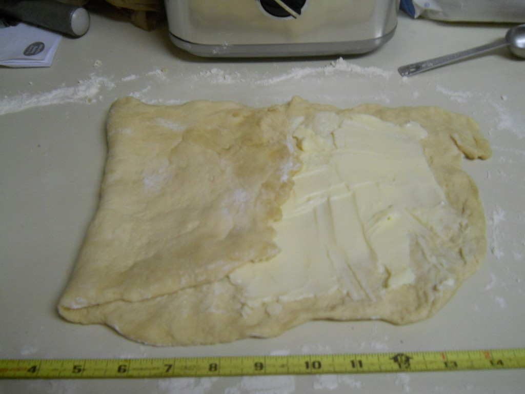 Folding butter into dough