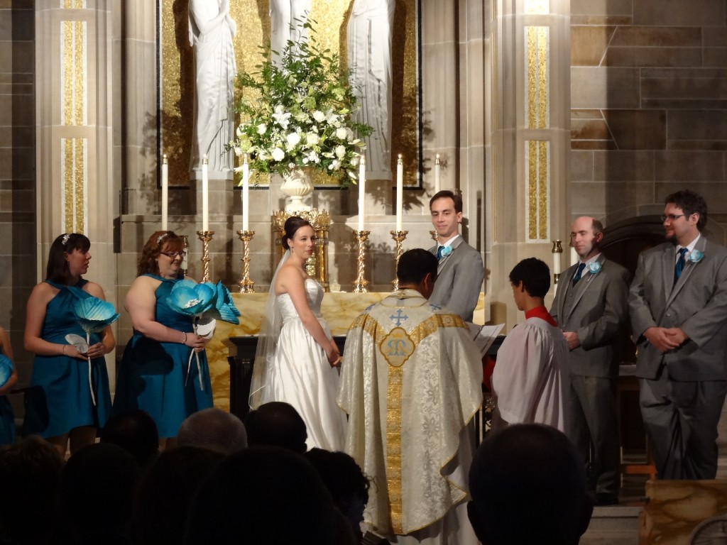 Joanna and Adam at the altar