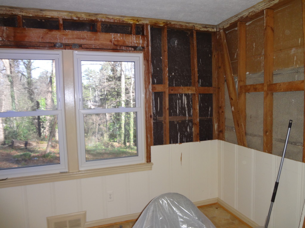 As you can see here, the exterior wall wasn't insulated, and that just won't do!