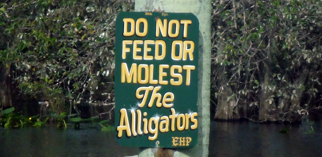 Sign: No Molestation of Gators