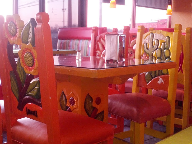 Close-up of the El Norteno chairs and tables