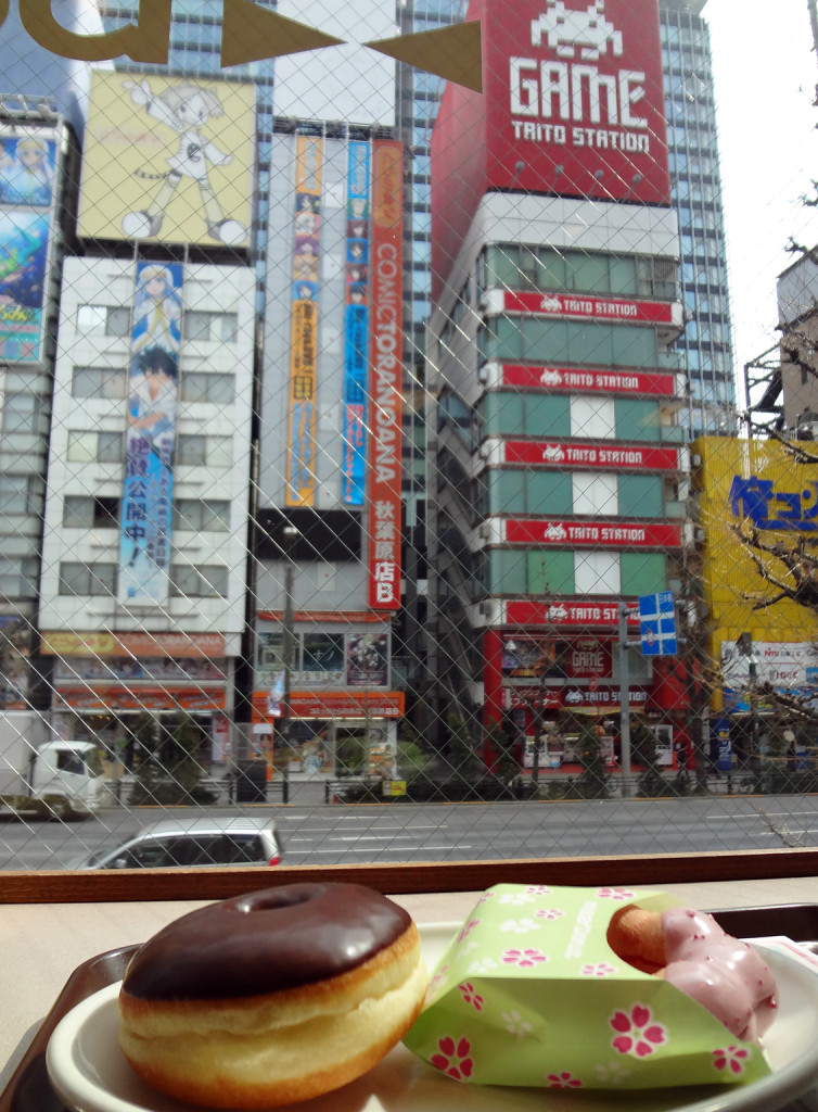 The view from Misutā Dōnatsu of Comic Toranoana and Taito Station