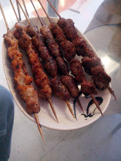 More kabobs, including chicken, and chicken hearts.