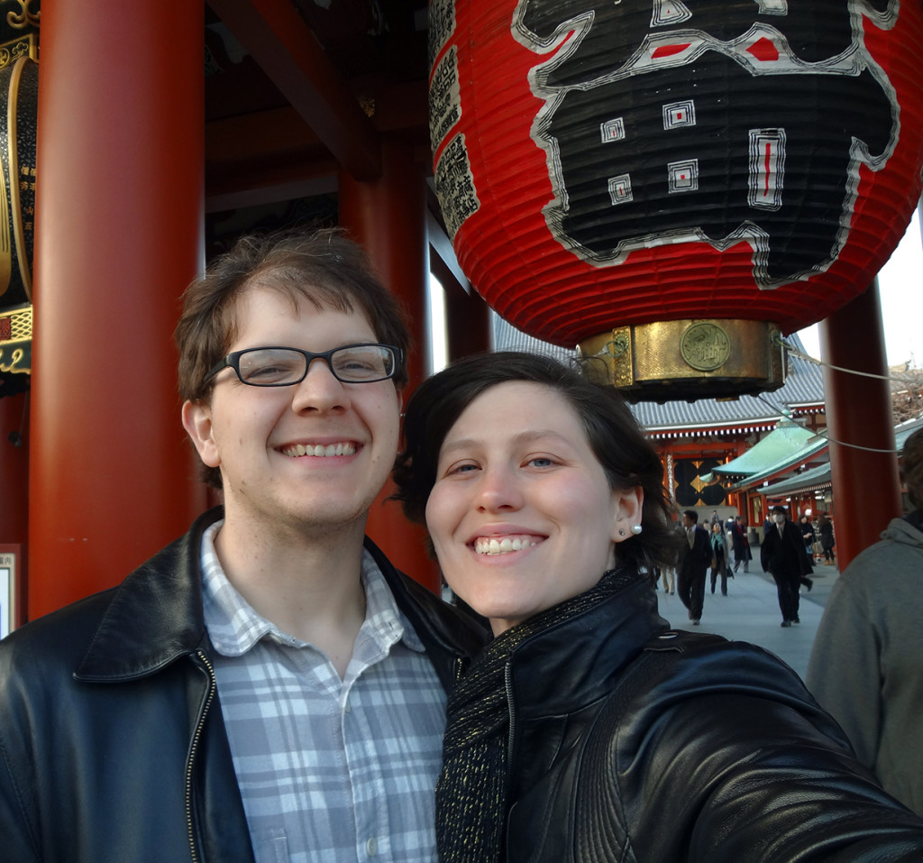 Adam and I in front of the lantern at Asakusa Shrine