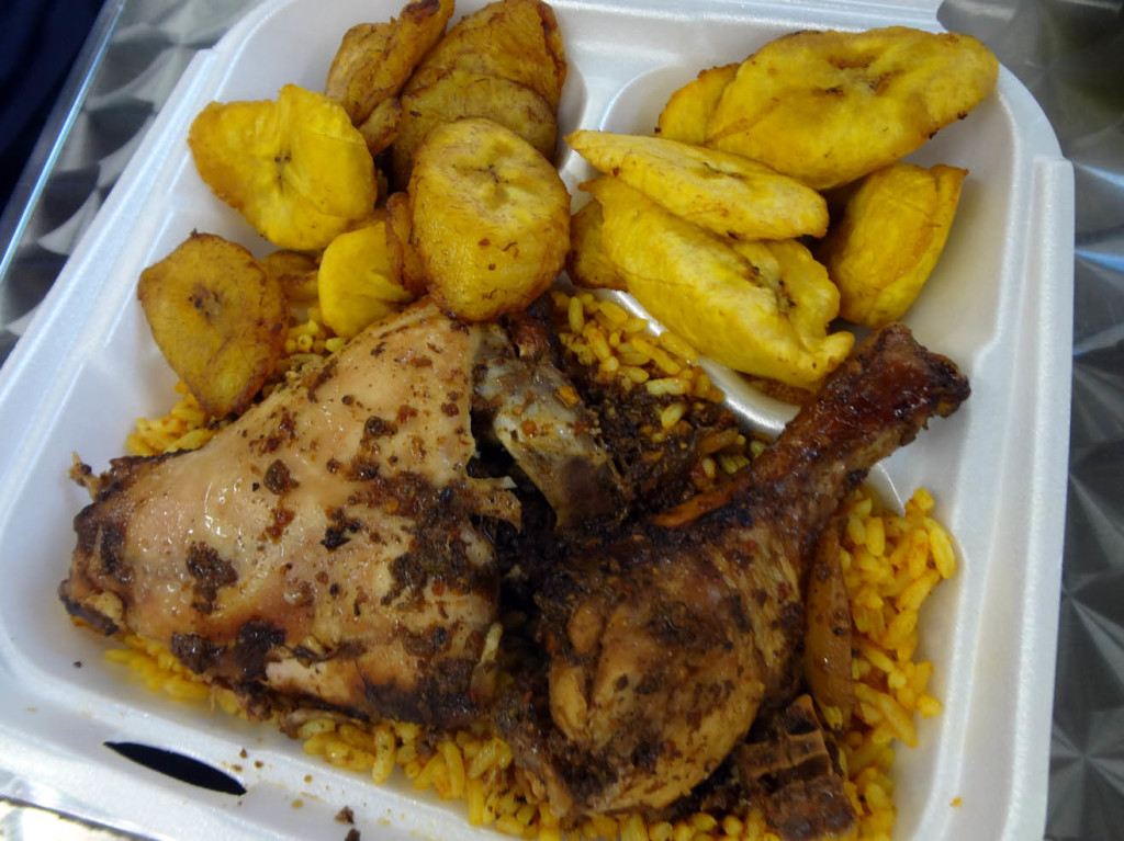 Jerk chicken with a double order of plantains