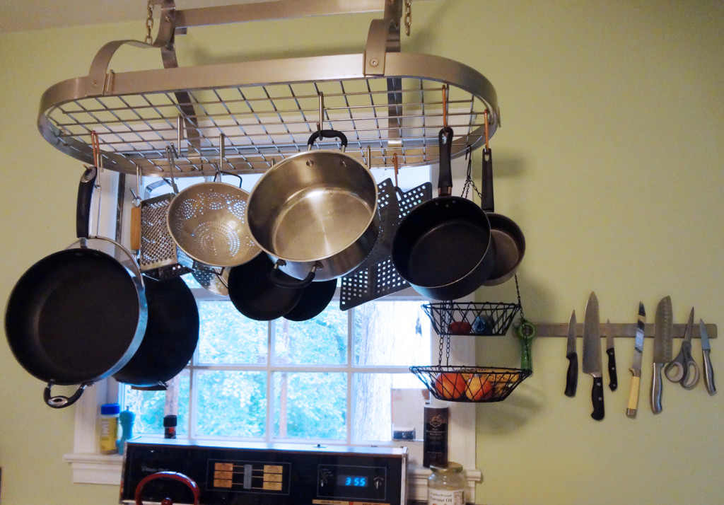 Pot rack in the kitchen