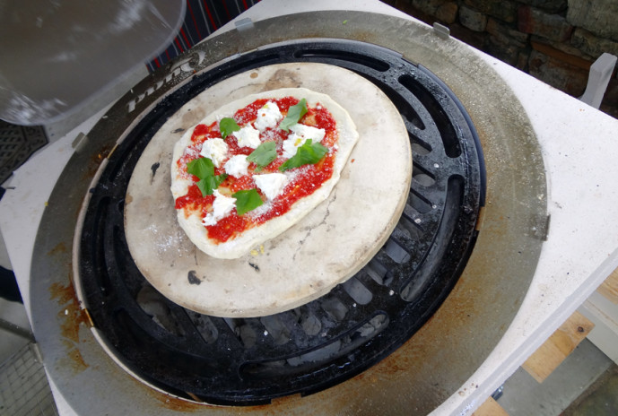 Pizza on the pizza stone - Quad Cooker Demonstration