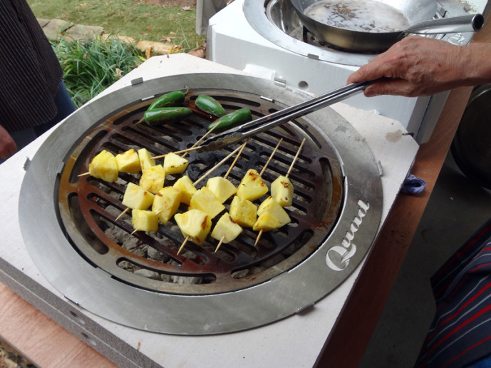 Grilling pineapple and jalapenos – Quad Cooker Demonstration