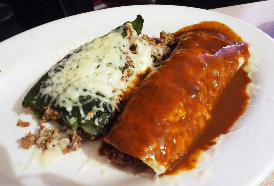 Dinner special #3 One enchilada, one taco and one chile relleno.