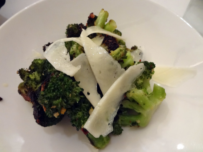Broccoli with cheese and red pepper