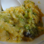 Half-eaten broccoli casserole