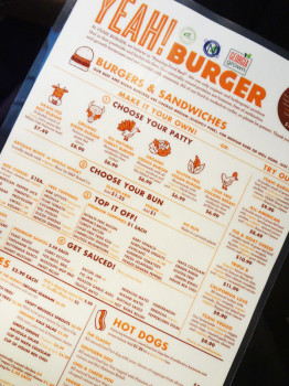The Yeah! Burger menu