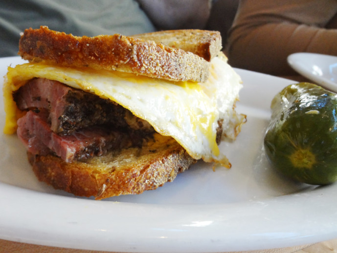 The General Muir pastrami and egg sandwich