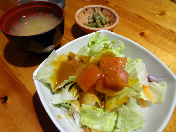 Umezono appetizer, miso, ginger salad