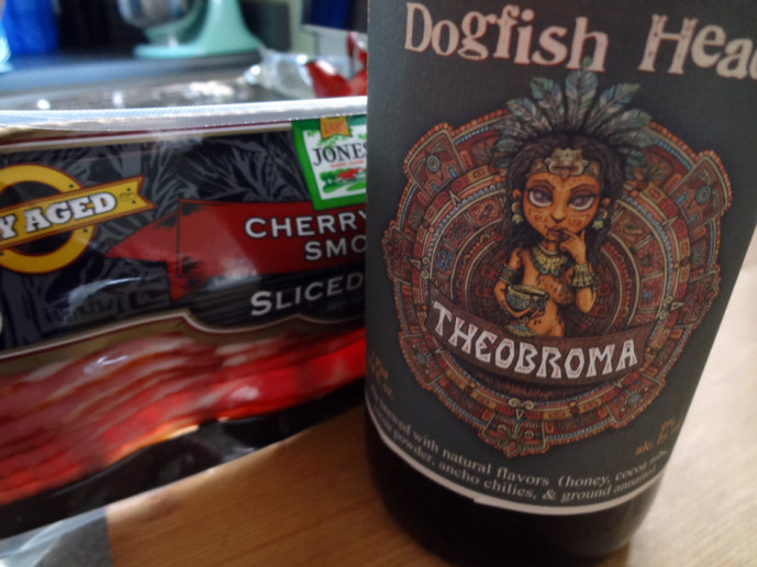 Cherry-smoked bacon and Dogfish Head Theobroma