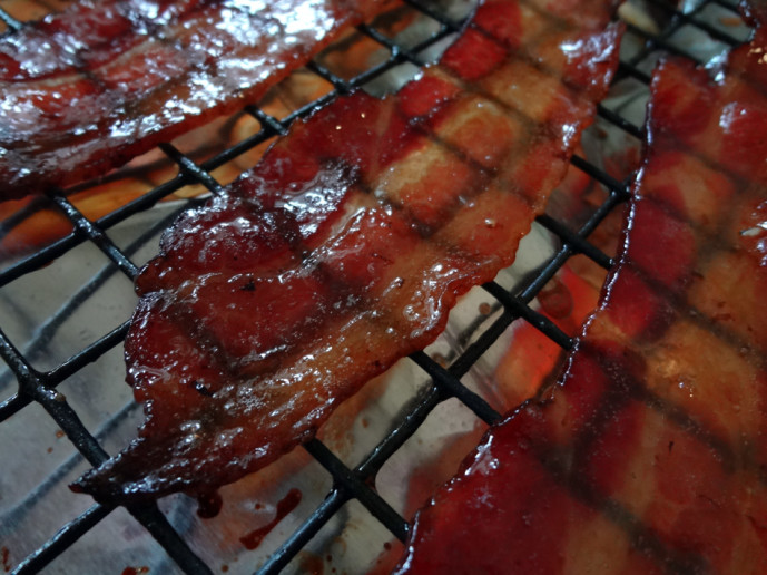 Beer-candied bacon (Theobroma)