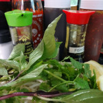 Greens and condiments at I Luve Pho