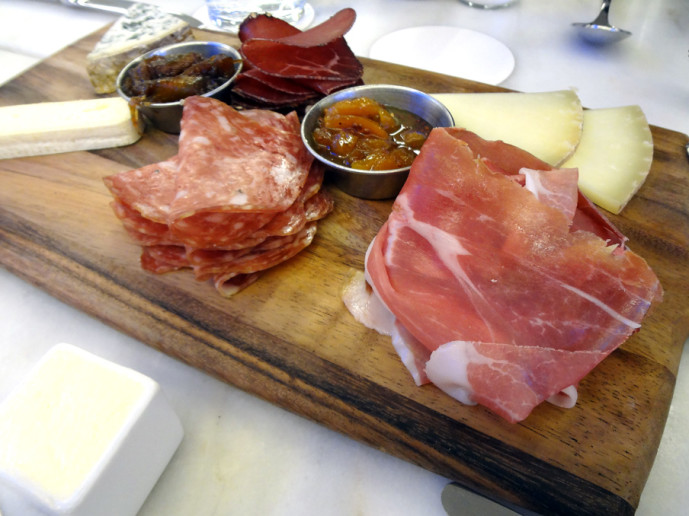 Meat and cheese board at Ecco