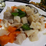 Lotus Root with carrots and bell pepper at Gu's Bistro