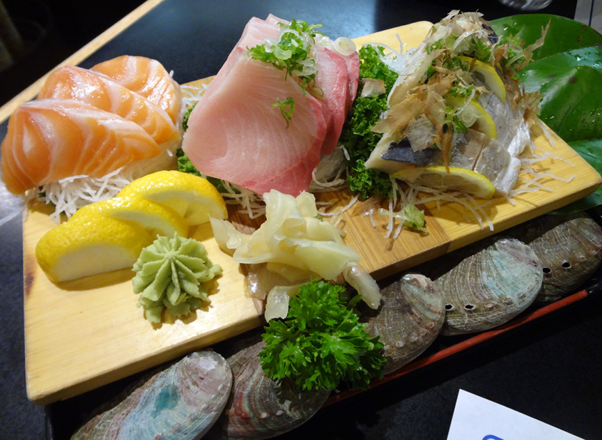 Sashimi: salmon, tuna, mackerel