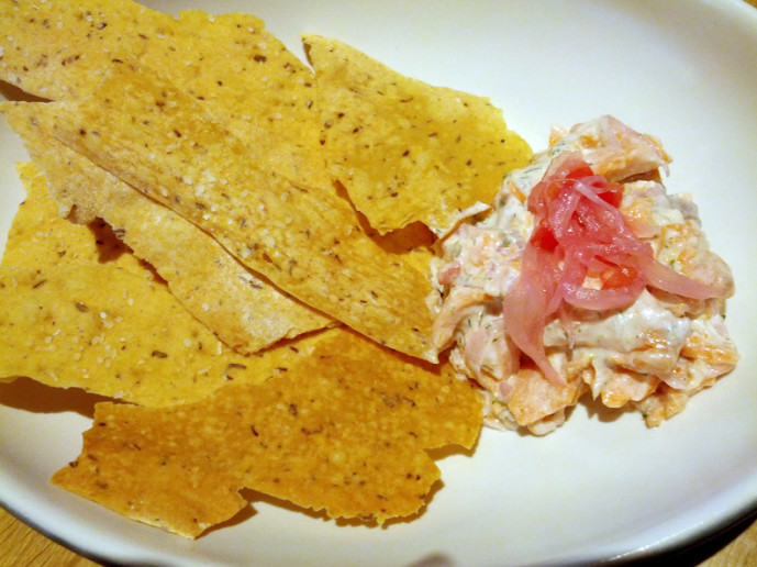 Salmon Dip: house-smoked salmon, greek yogurt, and crisy pita