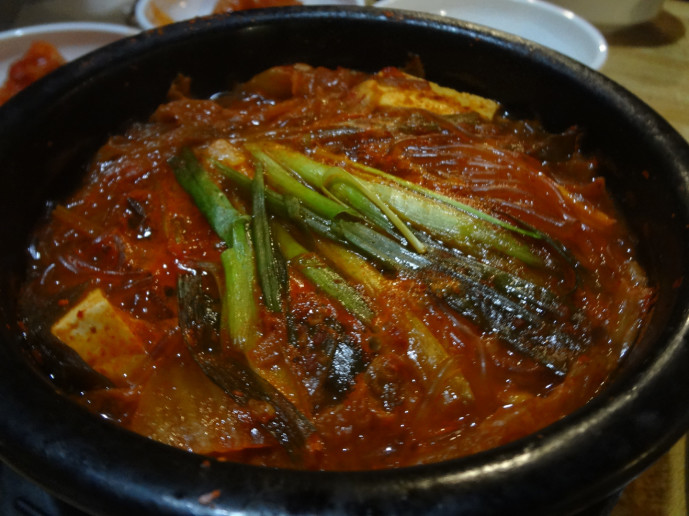 Kimchi and onion soup (~$10).