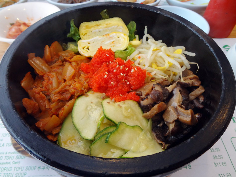 Cho Dang Tofu House stone-pot kimchi bibimbap