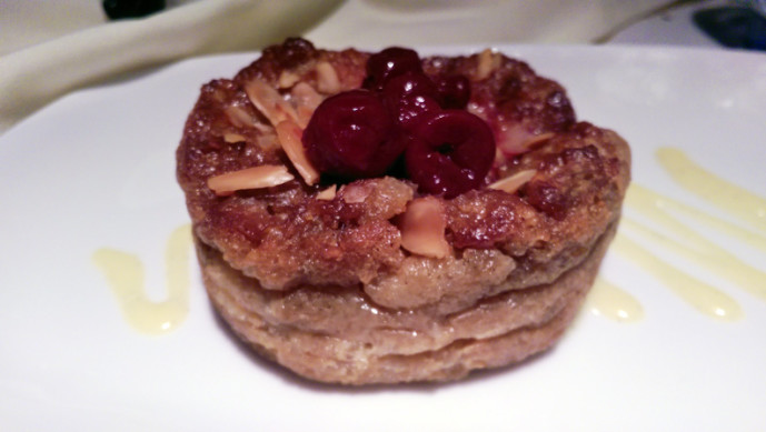 Bread Pudding with Brandied Cherries and Almond Slivers