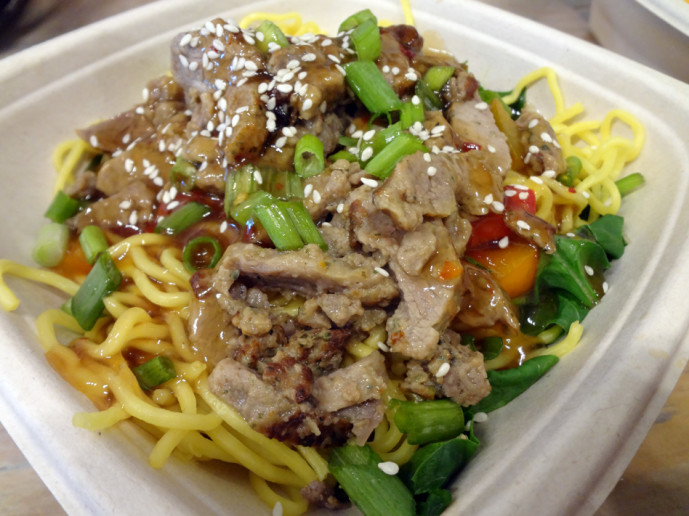 Spicy mongolian beef noodle bowl