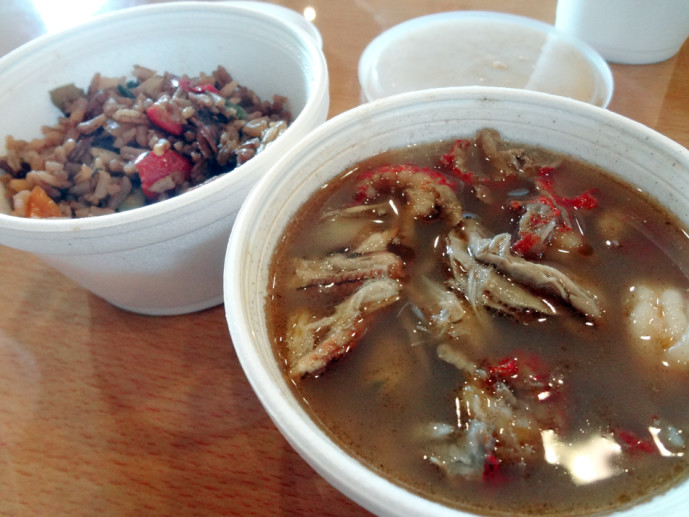 Thibodeaux's seafood gumbo and jambalaya