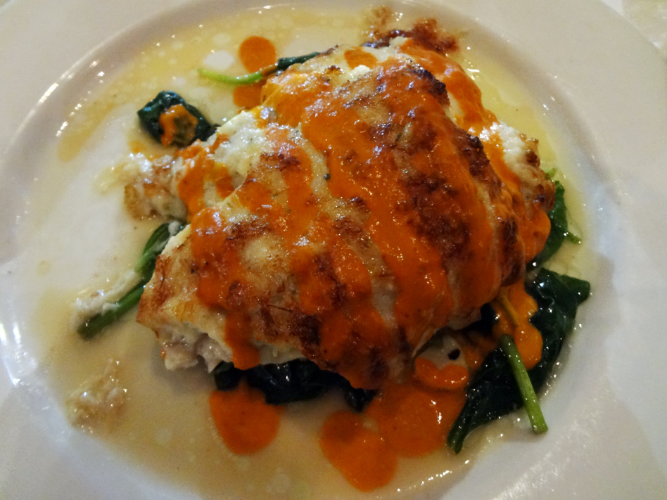 Crab and parmesan-crusted flounder